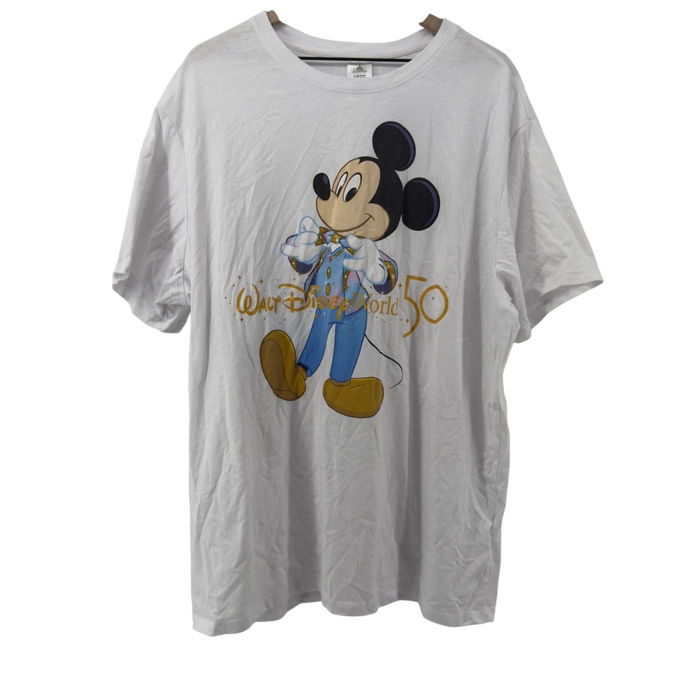 Walt Disney World 50th Anniversary Mickey‎ Mouse T-Shirt White Men 3XL